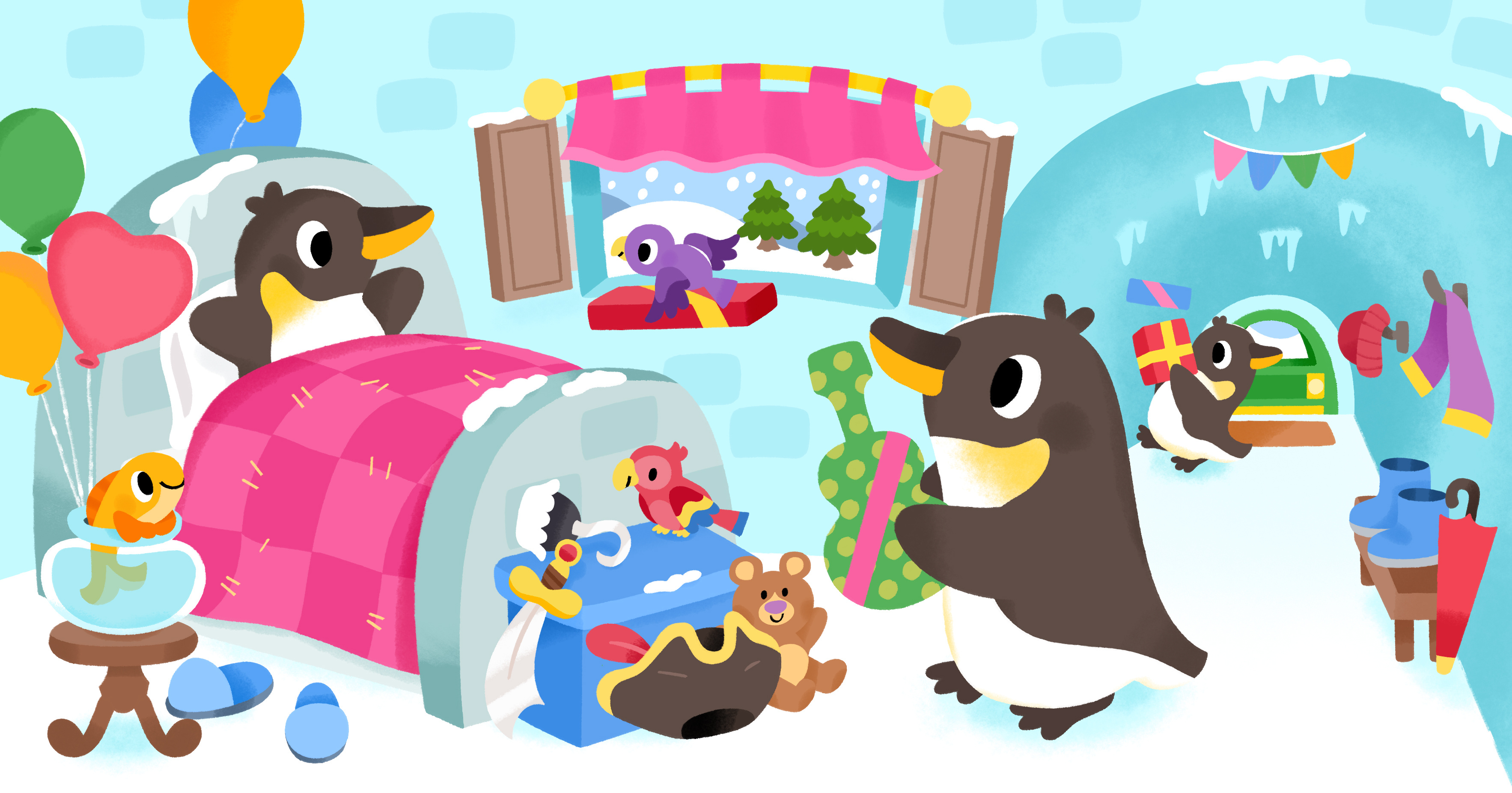 Penguin's party! 🐧 🎉 animals bird birthday cute illustration illustrator nature party penguin toddler