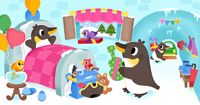 Penguin's party! 🐧 🎉 animals bird birthday cute illustration illustrator nature party penguin toddler