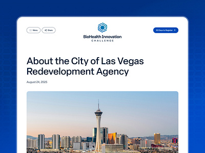 BioHealth Innovation Challenge News article biolhealth blue competition health las vegas layout medical news typography ui ux web
