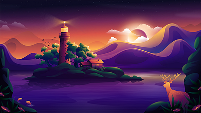 Lighthouse landscape animation branding design graphic design illustration logo motion graphics typography ui vector