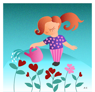 A girl with a heart design girl graphic design heart illustration valentines day vector