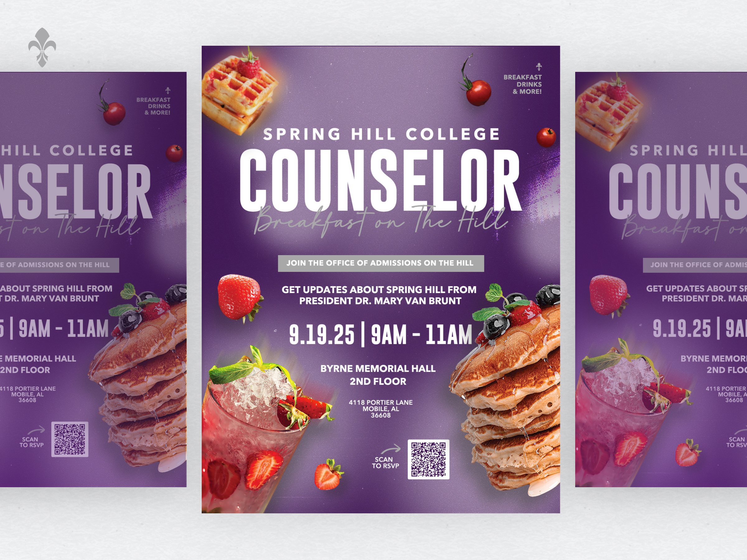 Counselor Breakfast: Event Collateral ad admissions marketing breakfast breakfast flyer college content design digital design digital flyer digital marketing email campaign email flyer event adversiting flyer design graphic design higher education print print design social media