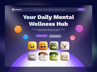 MindEase - Mental Health Web Interface healthcare medical mental mental health website mentalhealth mindfulness uiux web web design webdesign website design