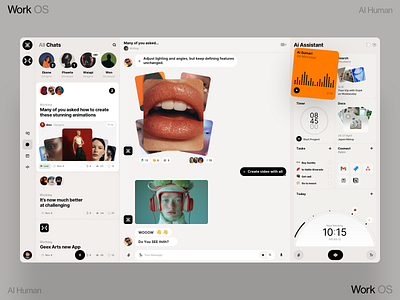 Work OS ai chat dashboard homepage interface os social