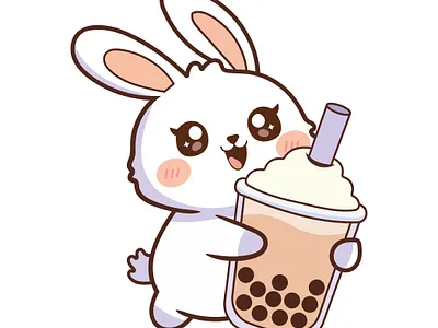 Sweet Bunny & Bubble Tea Delight boba drink illustration character illustration chibi character design cute character art cute mascot illustration cute sticker design design graphic design happy bunny art illustration kawaii bunny kawaii food art minimalist kawaii sweet aesthetic art ui vector character design