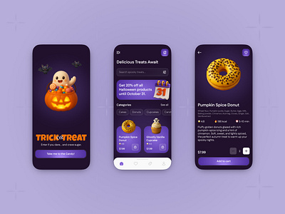 Sweet & Spooky — Halloween App UI app candy design ecommerce halloween illustration shop spooky ui ux