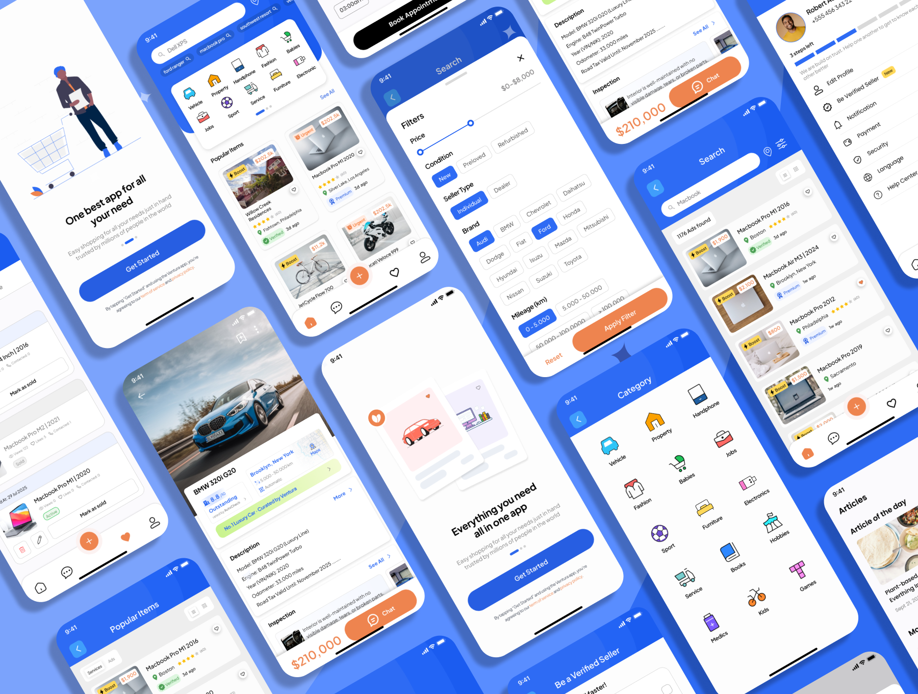 Classified AI Apps android app design blue classified ecommerce homepage ios mobile onboarding splash template uikit