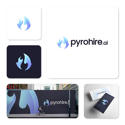 Pyrohire.ai Logo ai brand identity branding burn design fire flame gradient graphic design illustration logo logo design mockup symbol tech technology typography vector
