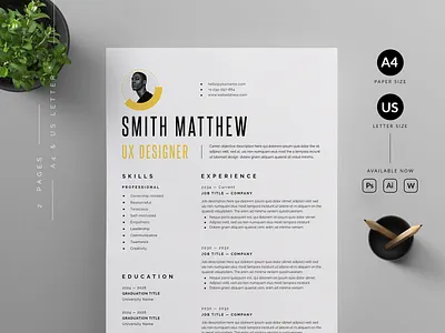 Resume/CV branding cover letter cv template design graphic design illustration print professional resume resume template ui us letter vector word