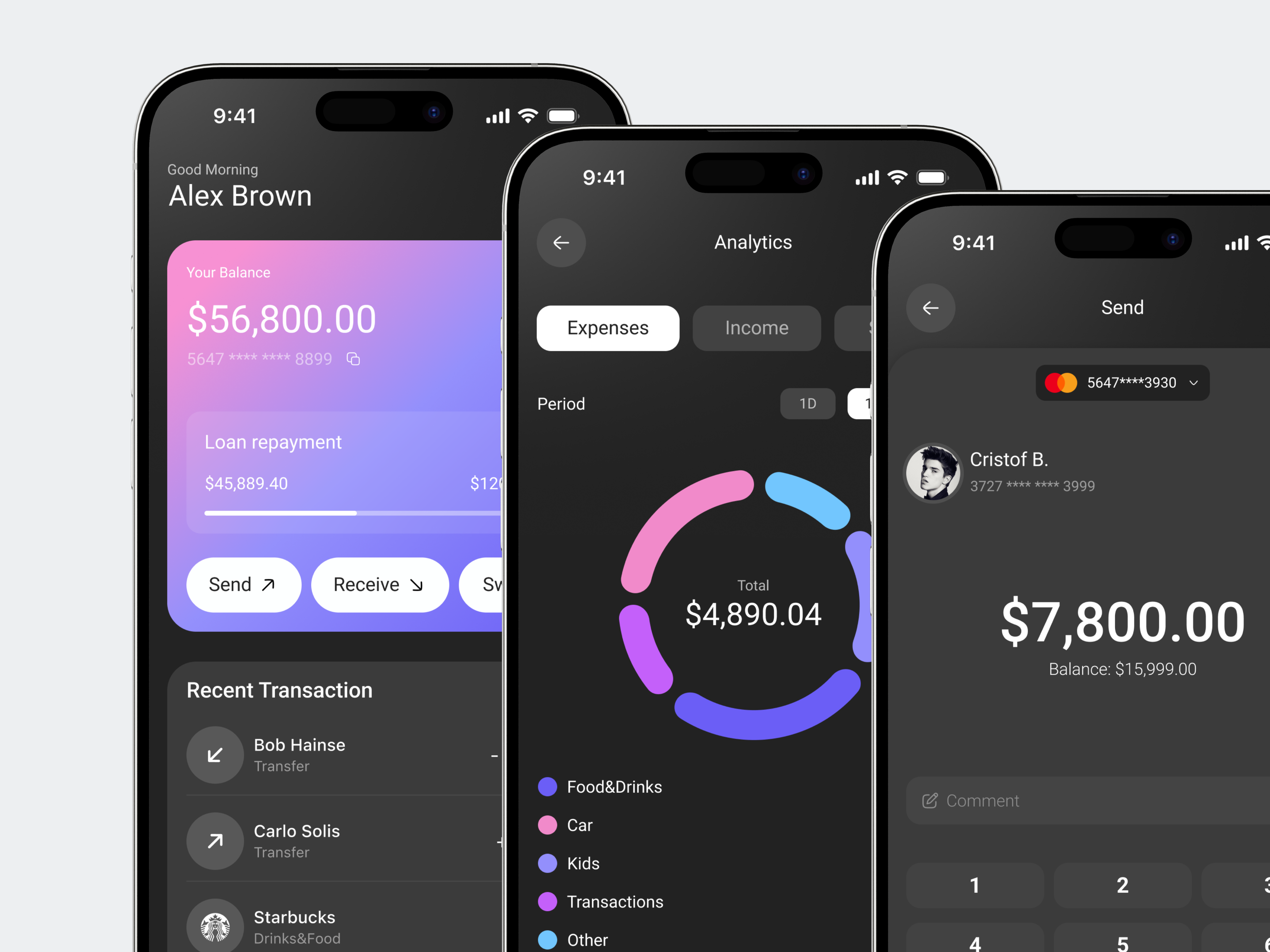 Example of Finance Tracker App UI