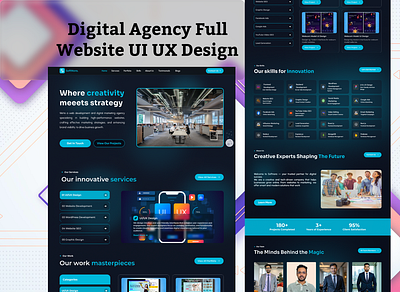 Digital Agency Website UI UX Design dark mode ui digital agency website figma landing page design modern ui software agency website software company uiux web design website ui ux