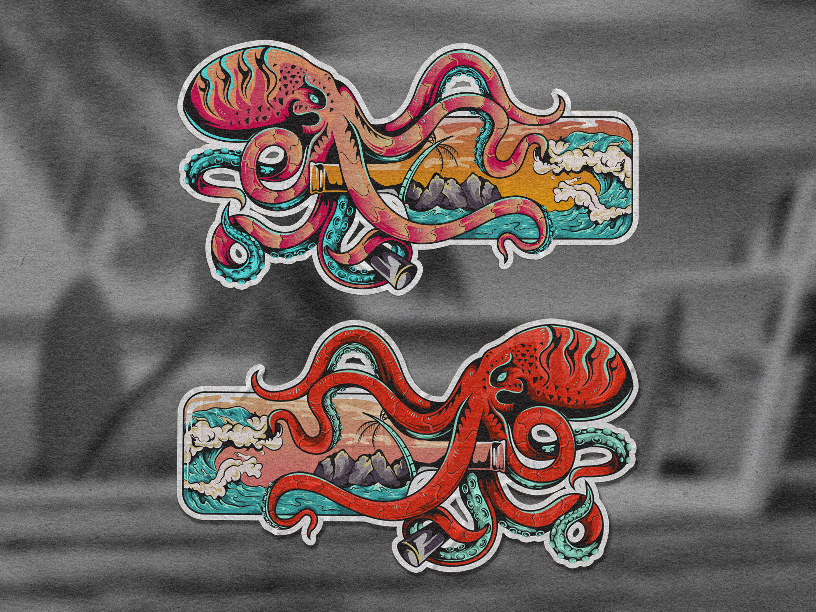 Octopus in a Bottle apparel artwork beachillustration branding design fantasysea graphic design illustration kraken logo merchandise messageinabottle oceanvibes octopus octopusart seaillustration seamonster surrealillustration t shirt wave