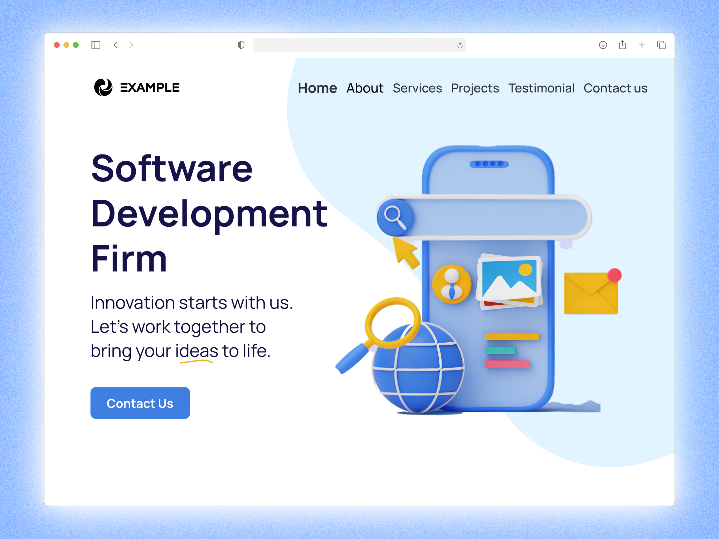 Example of Website Design Or Landing Page Design