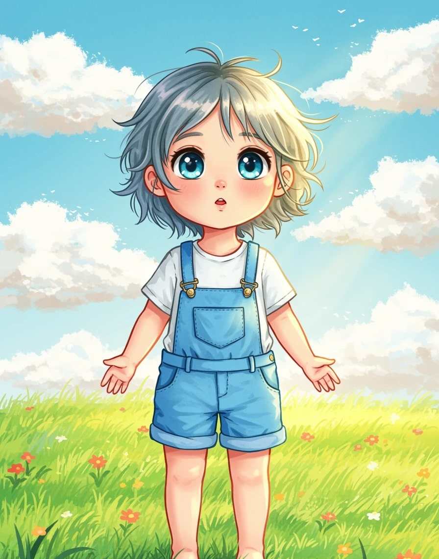 Anime little girl with blue eyes 3d animation app branding card design font graphic design icon idea illustration logo motion graphics pattern plant sign typography ui ux vector