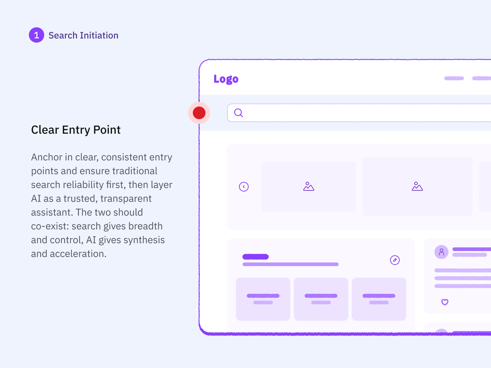 Embedding AI into the Search Experience agentic ai dropdown personalization search summary snippet ui user flow user journey ux wireframes