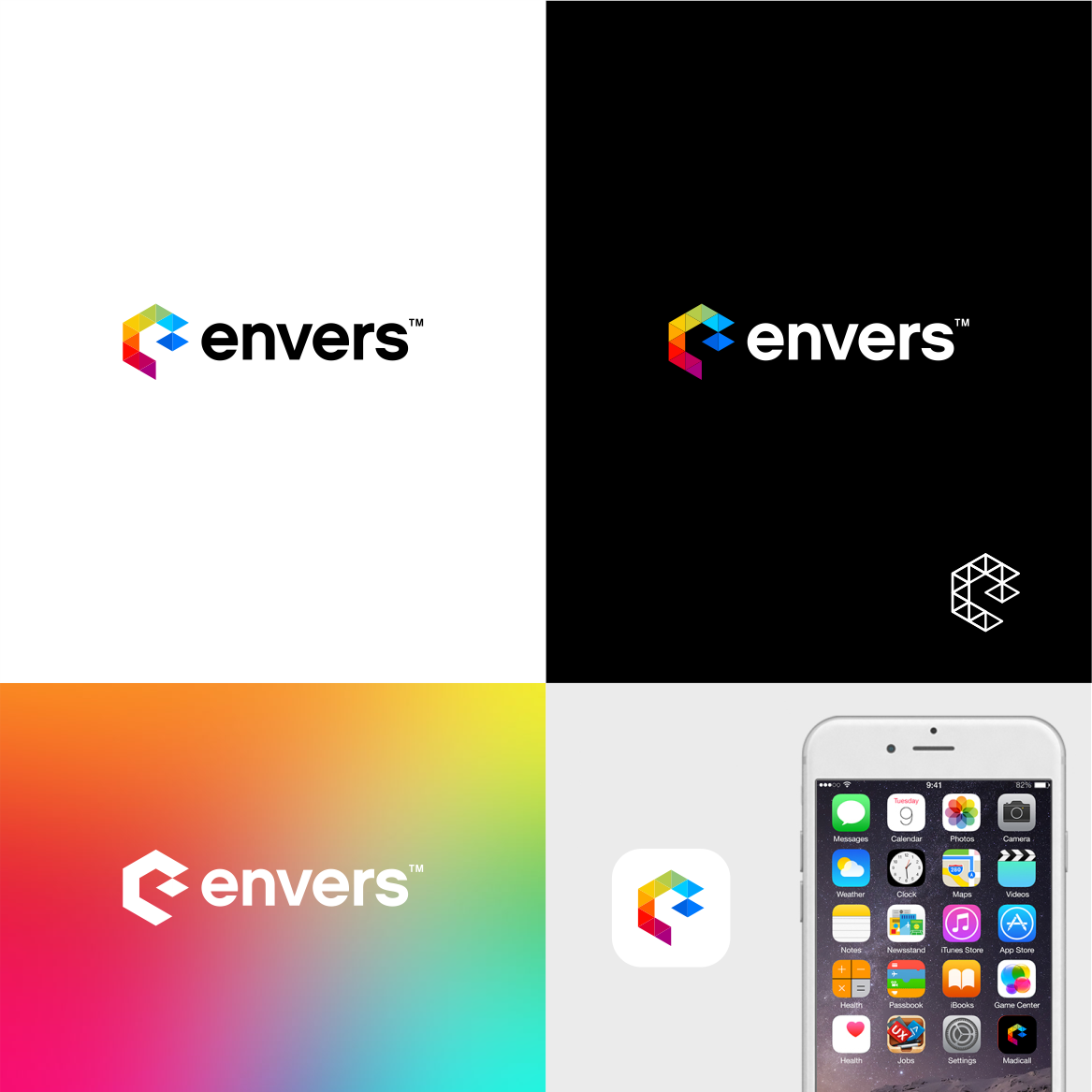 Envers, Dynamic Geometric Brand Identity Design brandidentity branding creative creativedesign design elegant geometriclogo gradientlogo graphic design logo logodesign modern modernbranding techbrand