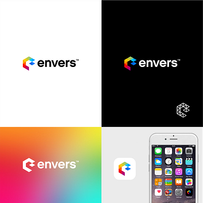 Envers, Dynamic Geometric Brand Identity Design brandidentity branding creative creativedesign design elegant geometriclogo gradientlogo graphic design logo logodesign modern modernbranding techbrand