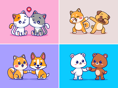 Animal Friends🐱🐶🐻‍❄️ branding card design font icon idea illustration logo pattern ui