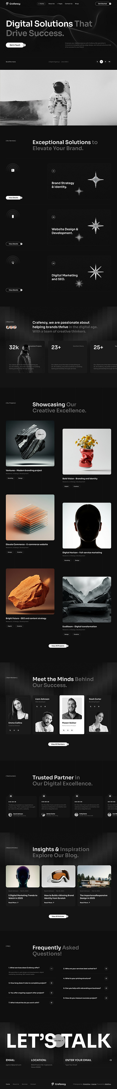 Crafency - Portfolio & Agency Website Template branding design figma figmadesign landing page madeinwebflow nocode ui webflow