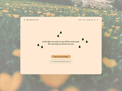 Camp Hosting Site 404 Page Design 404 appdesign dailyui design designportfolio minimal nature outdoors ui ux visualdesign webdesign
