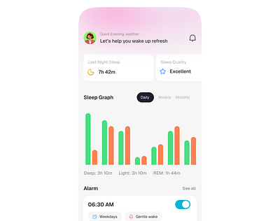 Sleep tracker Dashboard branding design graphic design illustration product design typography ui vector