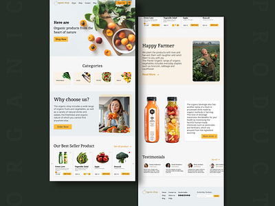 Home page-organic shop branding category comment e commerce ecommerce footer fruit header home page homepage landing logo minimal design minimaldesign navigationbar oragnicshop organic shop testimonial vegetables