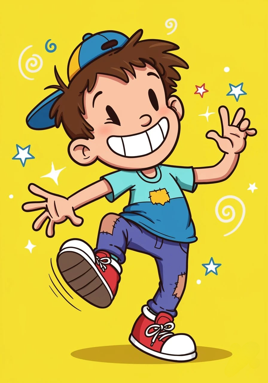 A cheerful cartoon boy 3d animation app branding card design font graphic design icon idea illustration logo motion graphics pattern plant sign typography ui ux vector