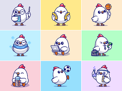 Chicken🐓🏀🧪 branding card design font icon idea illustration logo pattern ui