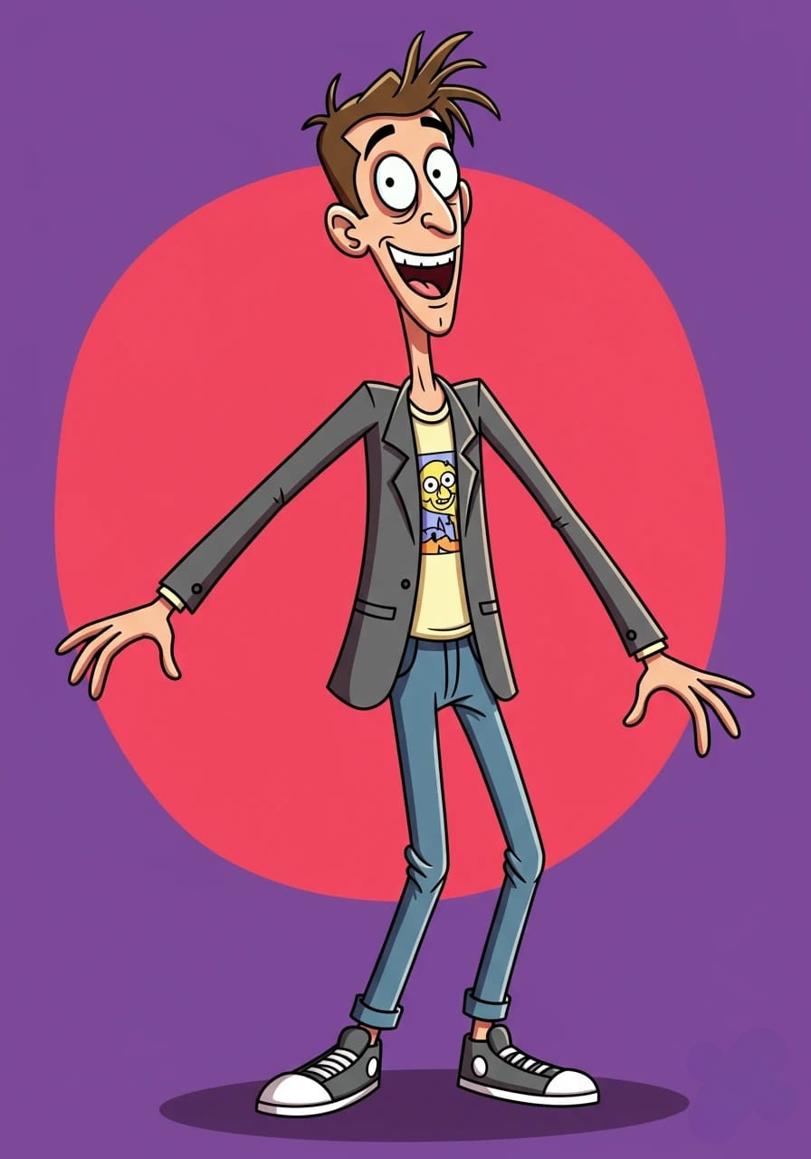 A tall, lanky cartoon man 3d animation app branding card design font graphic design icon idea illustration logo motion graphics pattern plant sign typography ui ux vector