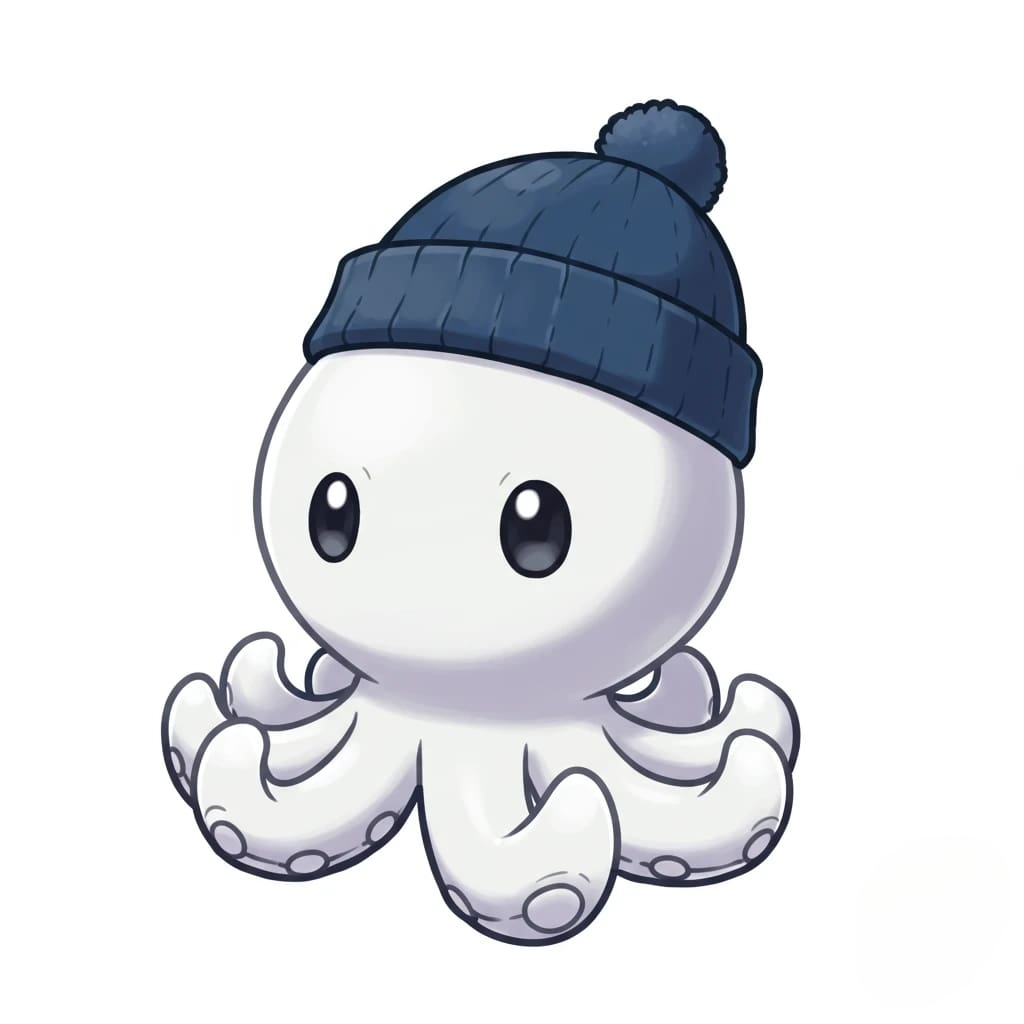 A cute white cartoon octopus 3d animation app branding card design font graphic design icon idea illustration logo motion graphics pattern plant sign typography ui ux vector