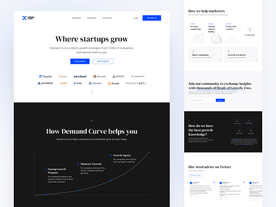 Demand Curve — Website blackwhite blue chart clean components demand curve design landing landing page lp marketing tonik typography ui ux uxui visual web webdesign website