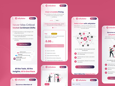 Jellydator Mobile - Unified Crypto Market Data & Automation branding dambrauskas design graphic jellydator justas justasdambrauskas landing landing page light mobile mobile design modern trading ui uiselection user experience ux web design web3
