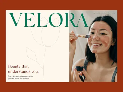 VELORA – Personalized Skincare Landing Page Concept beauty cosmetic landing makeup skincare skincareapp soft typography ui ux
