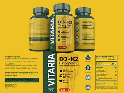 Pharma Nutrition Label Design for Vitamin Supplement bottle label food packaging label label design packaging packaging design pharma supplement design product design product label product label design product packaging product packaging design supplement label supplement label design vitamin label vitamin label design vitamin supplement design