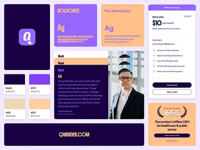 Qminder Marketing Design System brand colors components consistency dark mode design system desktop fonts marketing mobile responsive website