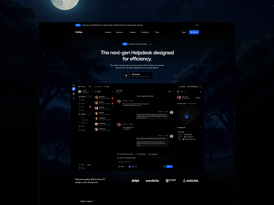 Calley Saas AI Helpdesk Hero Header ai animation app app design chat chat app dark saas dark theme dark ui dashboard design framer helpdesk landing page product design saas saas landing page ui uidesign ux