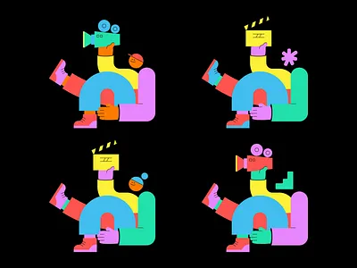 Sticker Proposal for Thinkmojo camera character character design cine clapperboard colorful colors geometricillustration illustration illustration shapes shapes slate vector