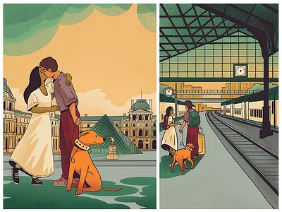 Magazine Illustration Art: Weekend in Paris app branding design graphic design illustration logo typography ui ux vector