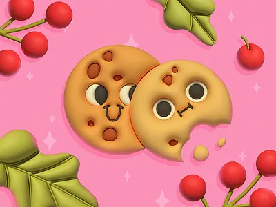 3D Stickers: Cookies app branding design graphic design illustration logo typography ui ux vector