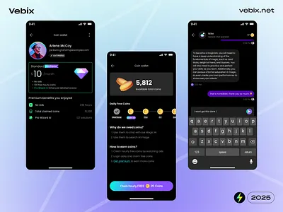 AI Avatar Generator & Profile Customization App avatar creator clean design dark theme dark ui image generation image generator mobile ui modern uxui onboarding onboarding flow profile customization profile edit smooth onboarding uxui