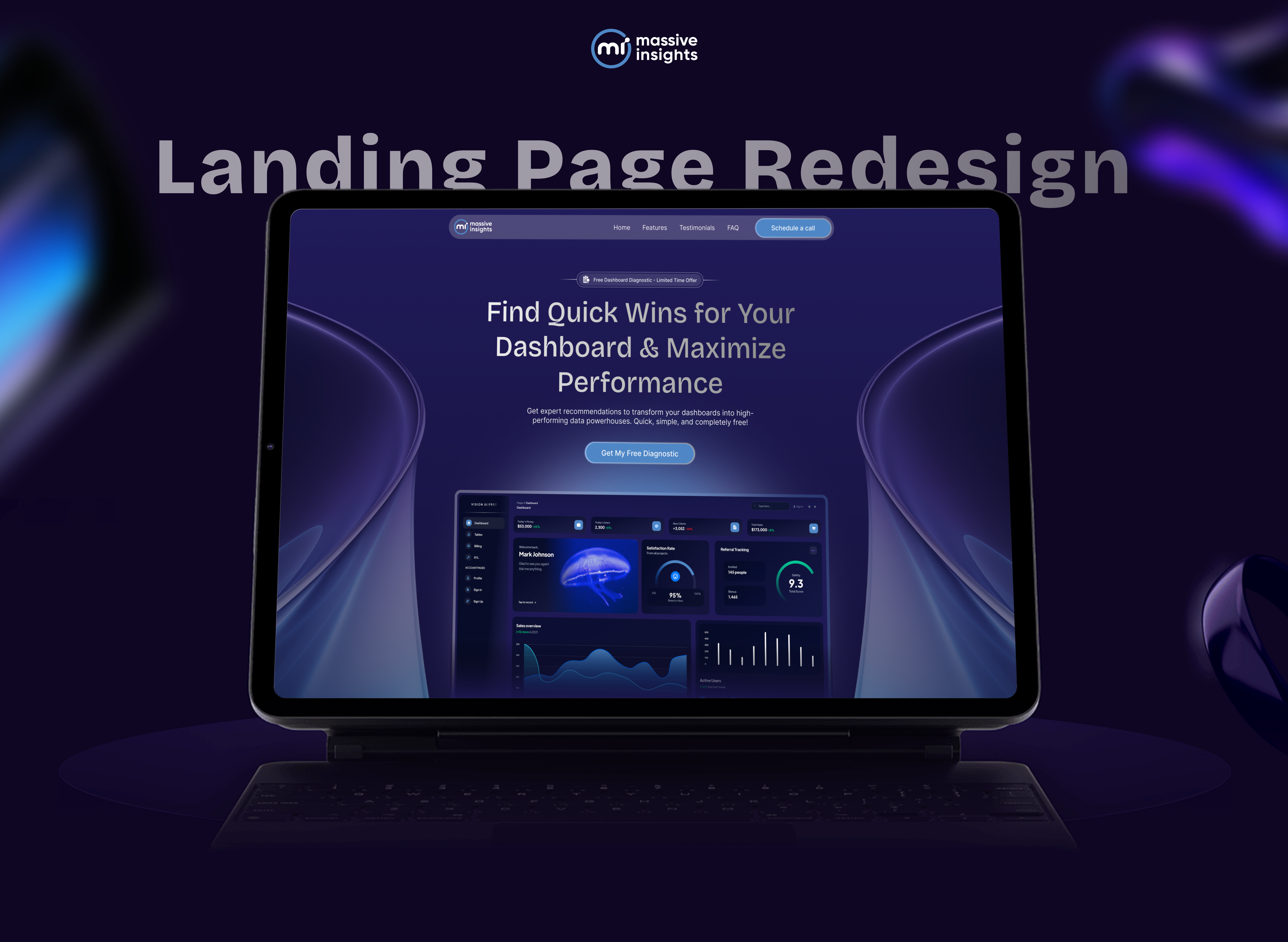 Massive Insights – Dashboard Landing Page UX/UI Redesign Website landingpage redesign saasdesign ui uiux ux webdesign website websitedesign