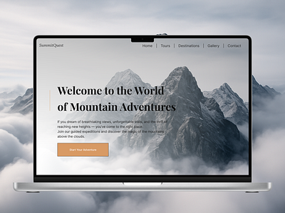 Landing Page Concept for Mountain Adventures figma graphic design interfacedesign minimaldesign travelwebsite ui uidesign uxuidesigner