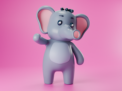 Cute Elephant 3d character characterdesign drawing flat design illustration