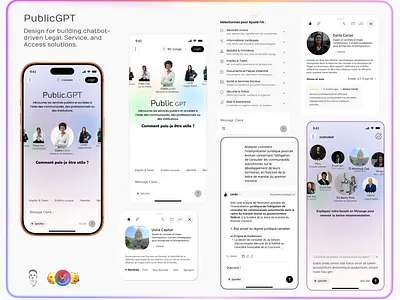 PublicGPT - Conversational Access to Public Services ai aiinterface assistant branding chabot chatbotdesign chatgpt figma gemini gpt graphic design legal legaltech mobile mockups publicservicedesign ui ux uxui voice