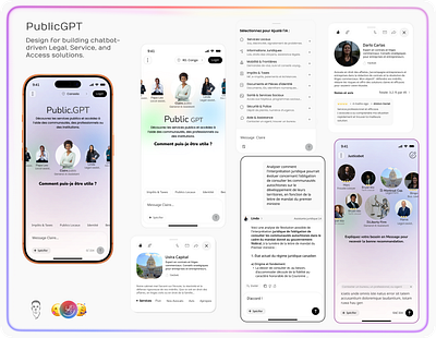 PublicGPT - Conversational Access to Public Services ai aiinterface assistant branding chabot chatbotdesign chatgpt figma gemini gpt graphic design legal legaltech mobile mockups publicservicedesign ui ux uxui voice