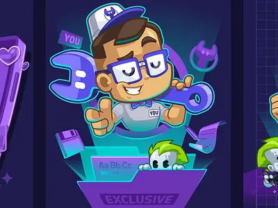 😉 Exclusively yours after effects animation brand illustration branding business mascot cartoon logo character design illustrator interactive logo mascot mascot design mascot logo motion graphics rive rive animation state machine ui website animation website illustration