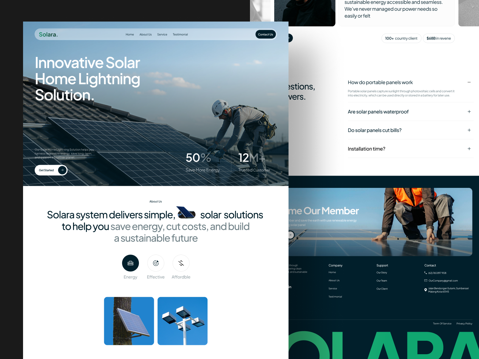 Example of Solara. Solar Energy Website Design