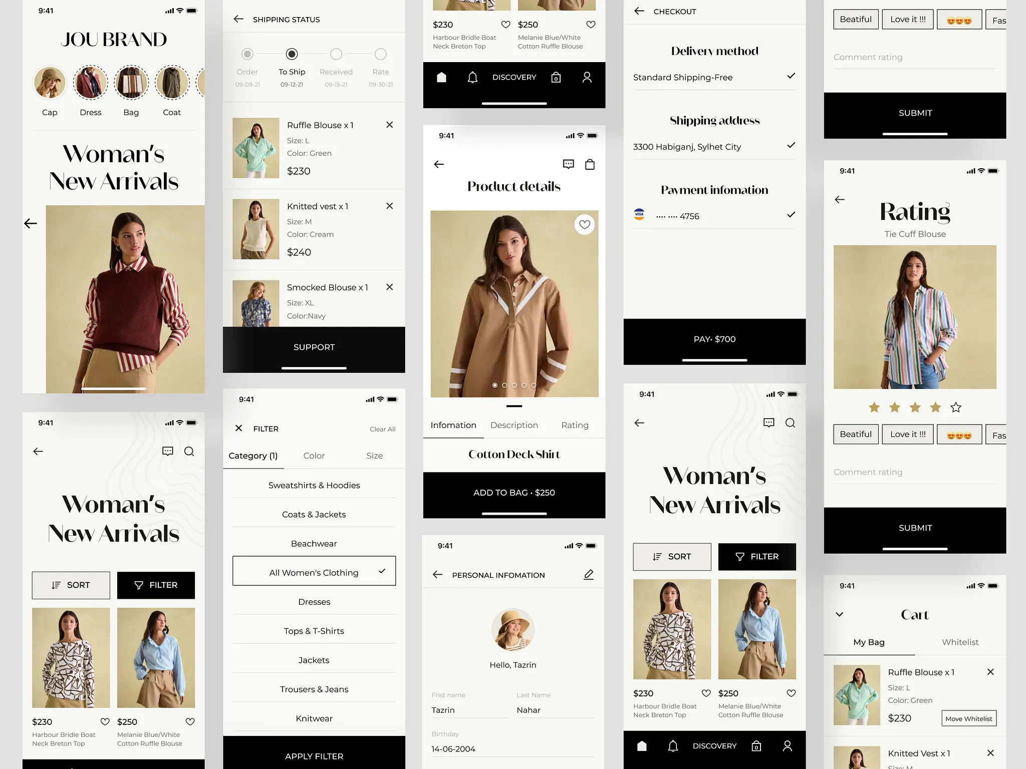 Example of Fashion E Commerce App UI/UX Design