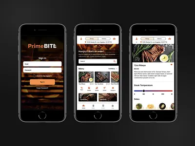 PrimeBite - Food Delivery App app food food delivery app iphone product design responsive steakhouse ui ux ux design