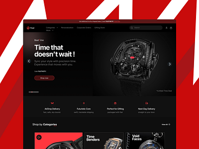 Exotic watch Selling site banners bold branding card dark dialer e commerce exotic men rebel red red white star wars watch watch selling wearable web design web3 women